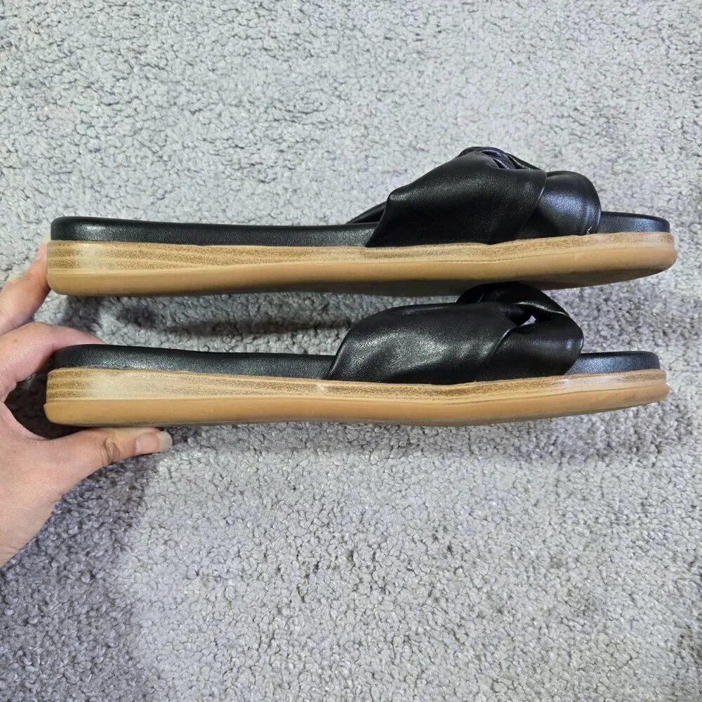 Joie Black Knot Slide Sandals Slip On Flats Dressy Neutral Vacation Whimsical